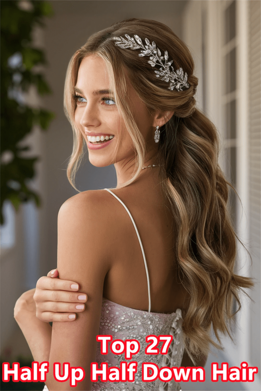 24. Elegant Medium Half Up Half Down Hair for Effortless Style
