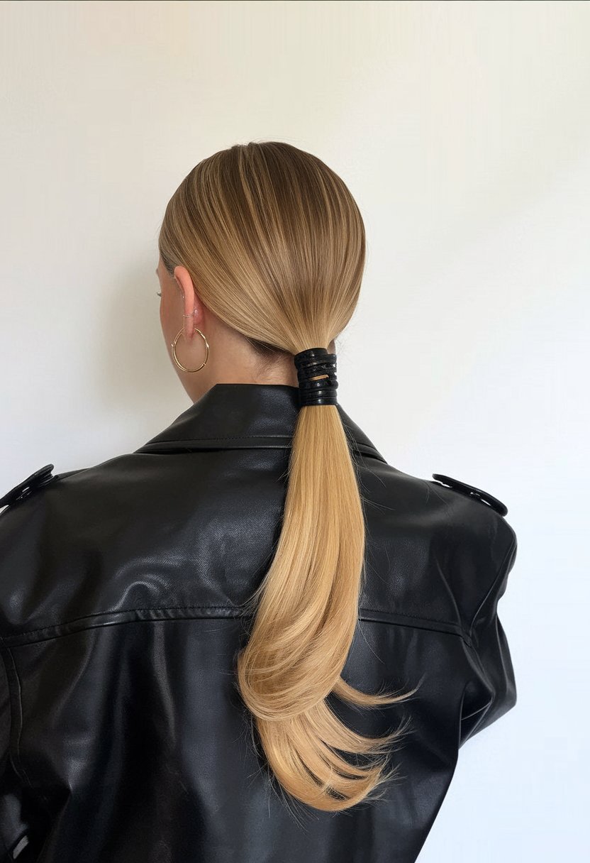 Polished High Ponytail with Wavy Ends