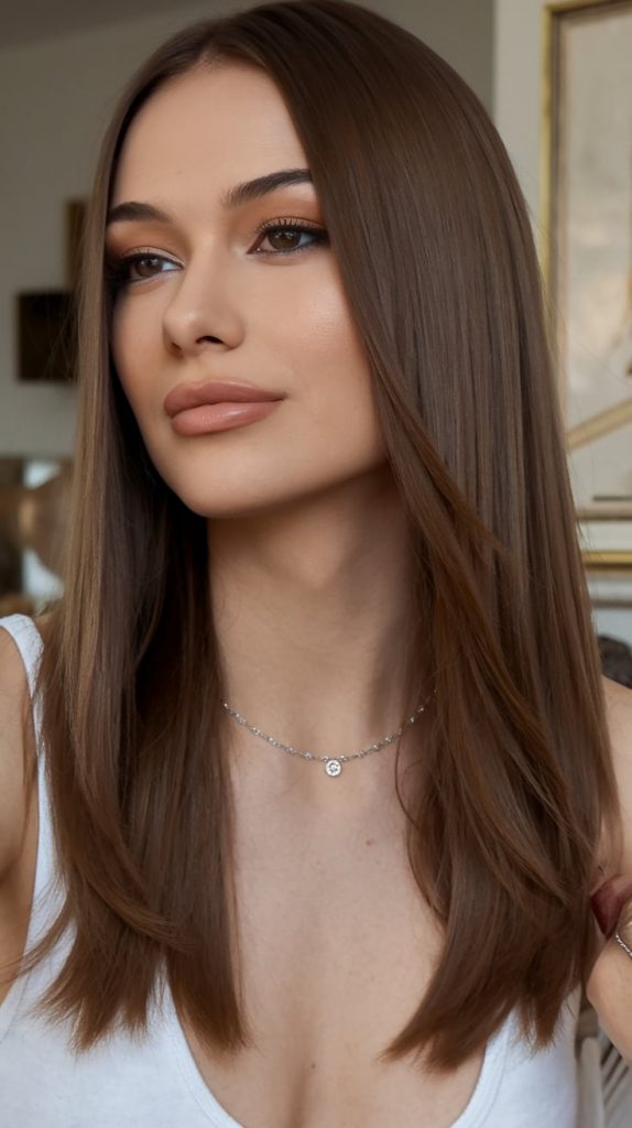 Subtle Layered Cut with a Soft Brown Hue
