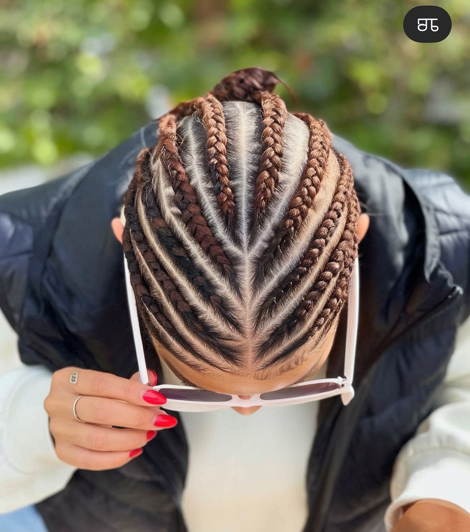 Crowned Cornrow Design with Symmetry