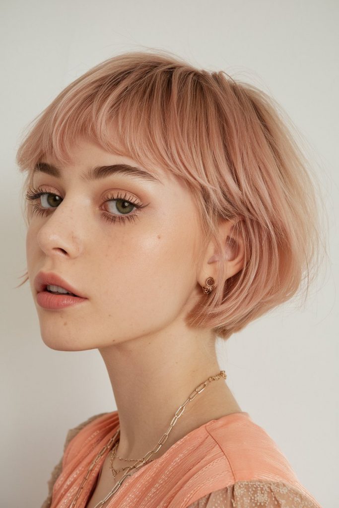 Playful Pastel Bob with Baby Bangs
