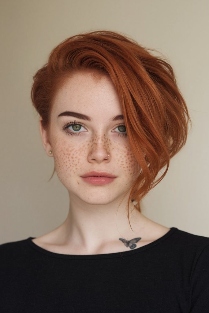Fiery Asymmetrical Bob with Side Sweep