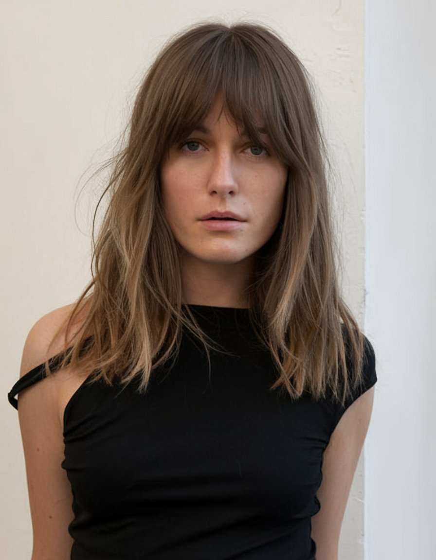 Sleek Layers with Blunt Bangs