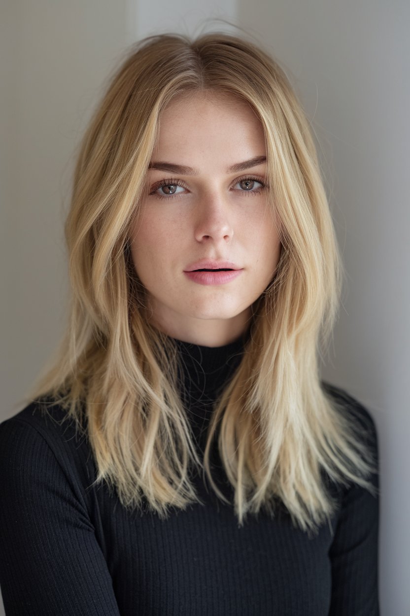 Platinum Lob with Tousled Texture