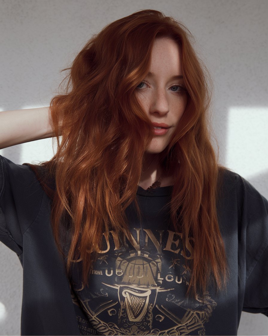 Voluminous Auburn Curls