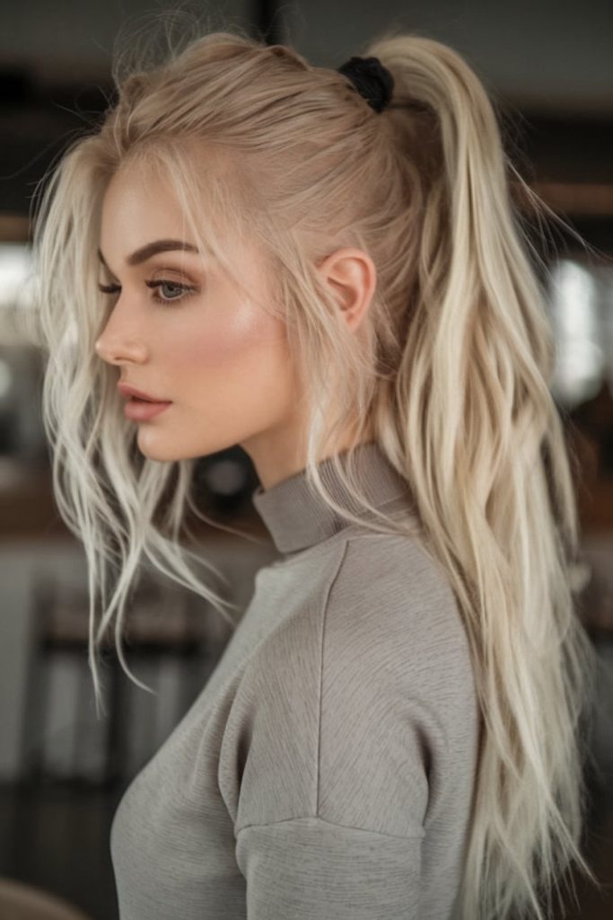 Icy Blonde Balayage with Loose Waves