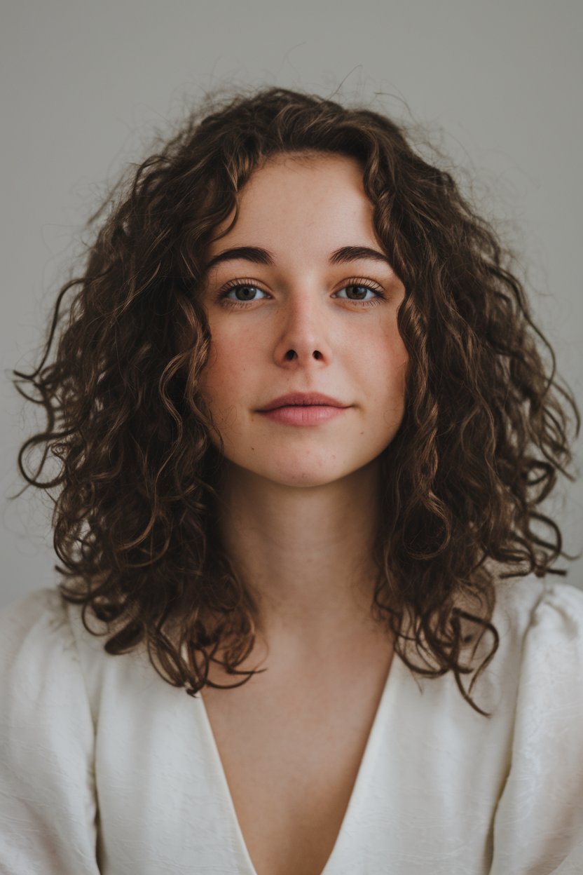 Mid-Length Curls with Subtle Layers