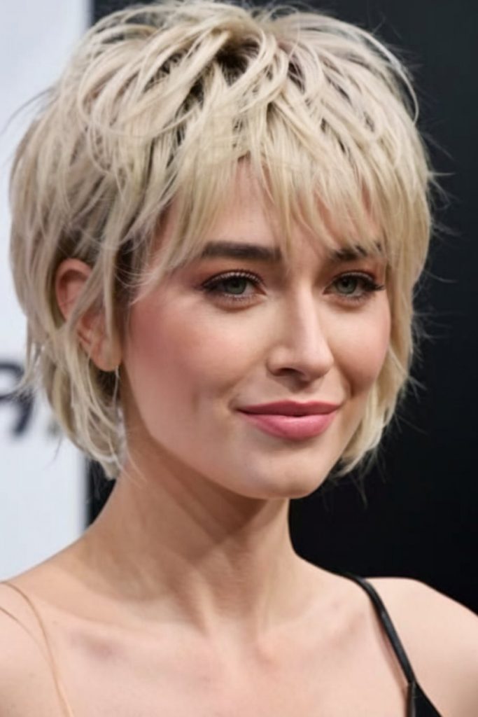 Textured Blonde Pixie with Soft Fringe