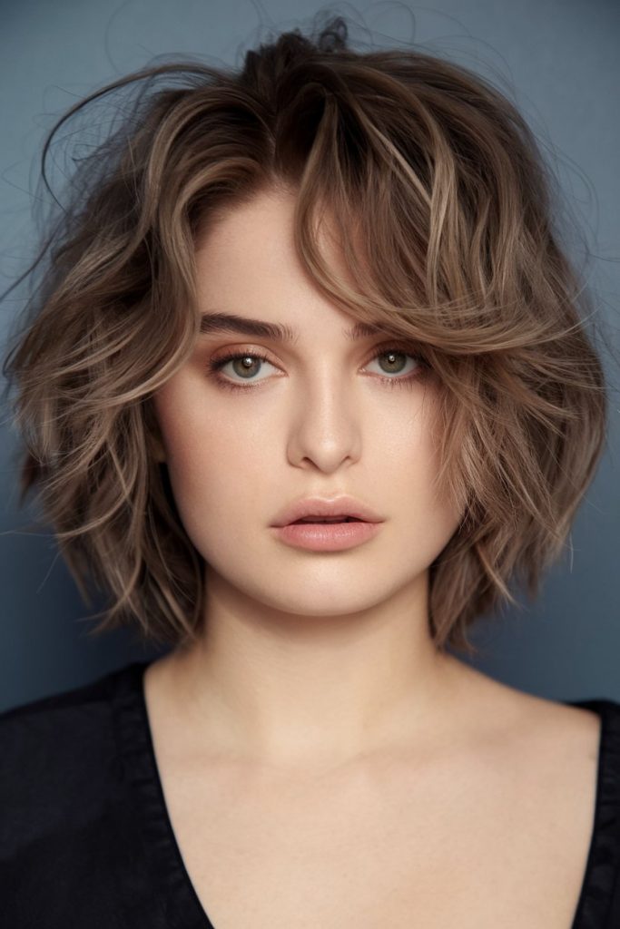 Messy Textured Bob with Soft Curls