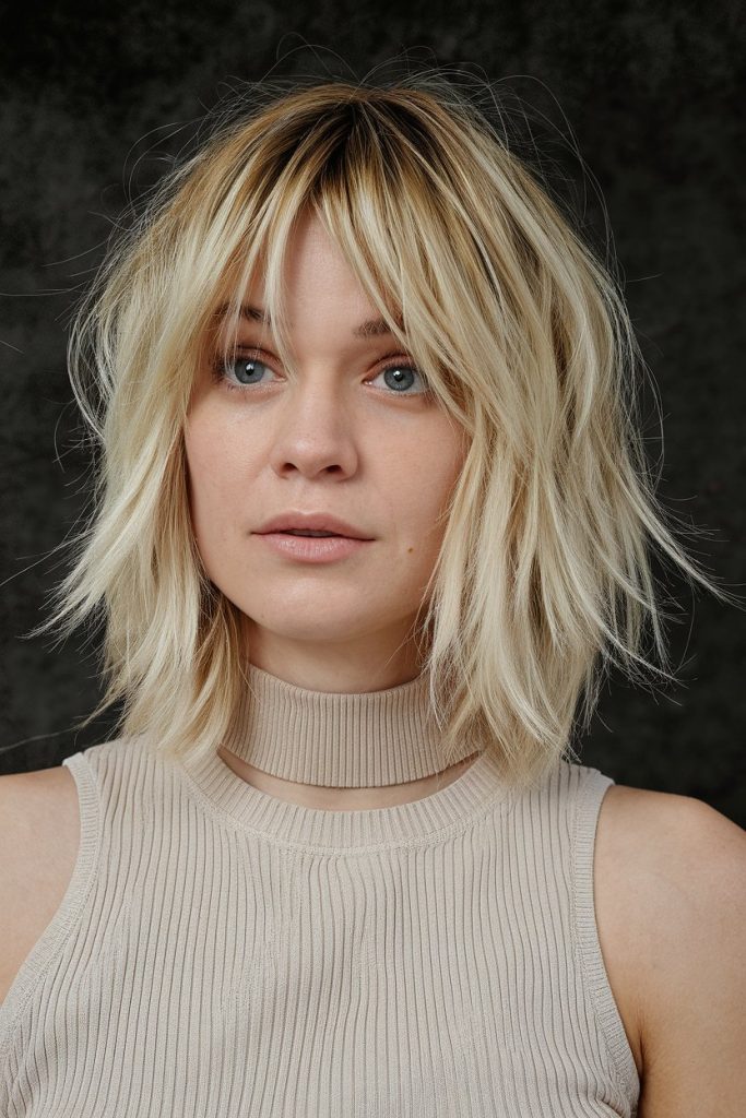 Tousled Blonde Layers with Lived-In Bangs