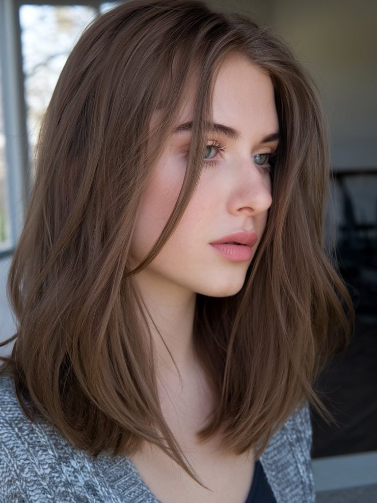 Long Layered Lob with Face-Framing Highlights