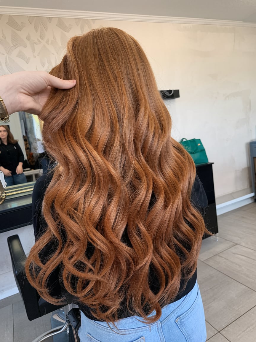 Voluminous Auburn Curls for a Dramatic Spring Look