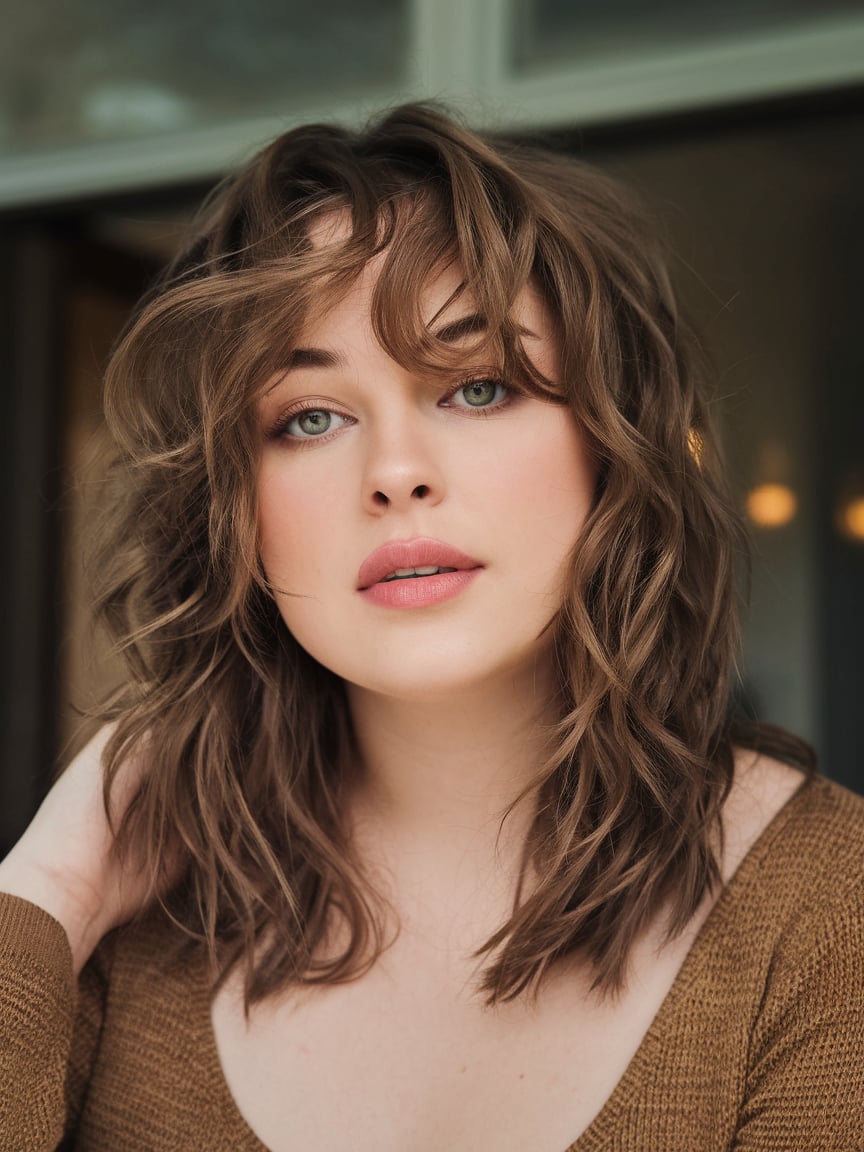Textured Layers with Curtain Bangs