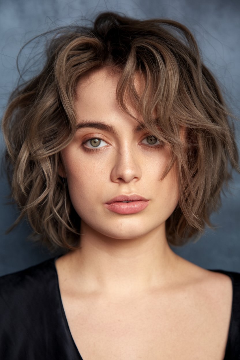 Voluminous Curls with a Side Part