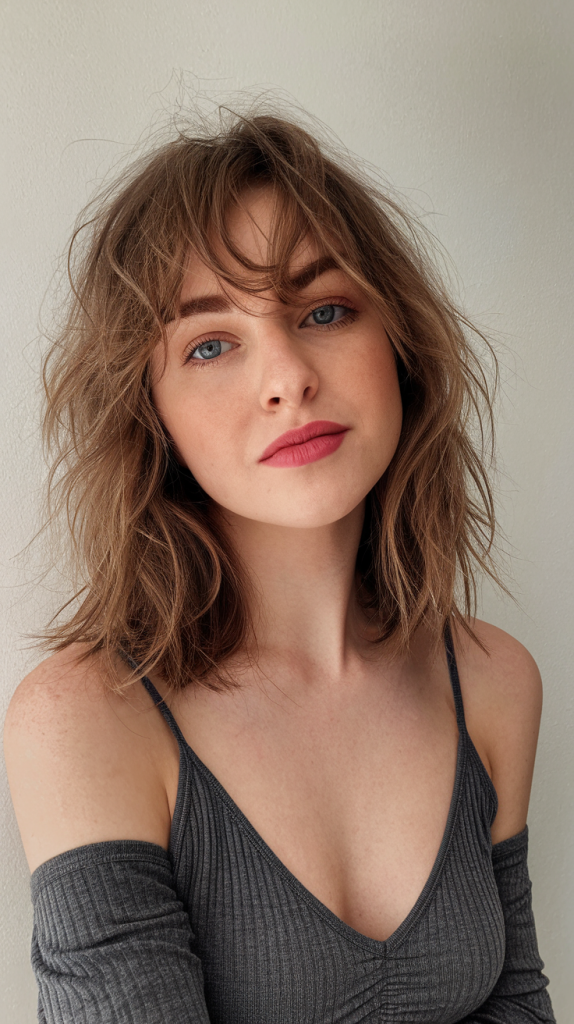 Textured Lob with Auburn Glow