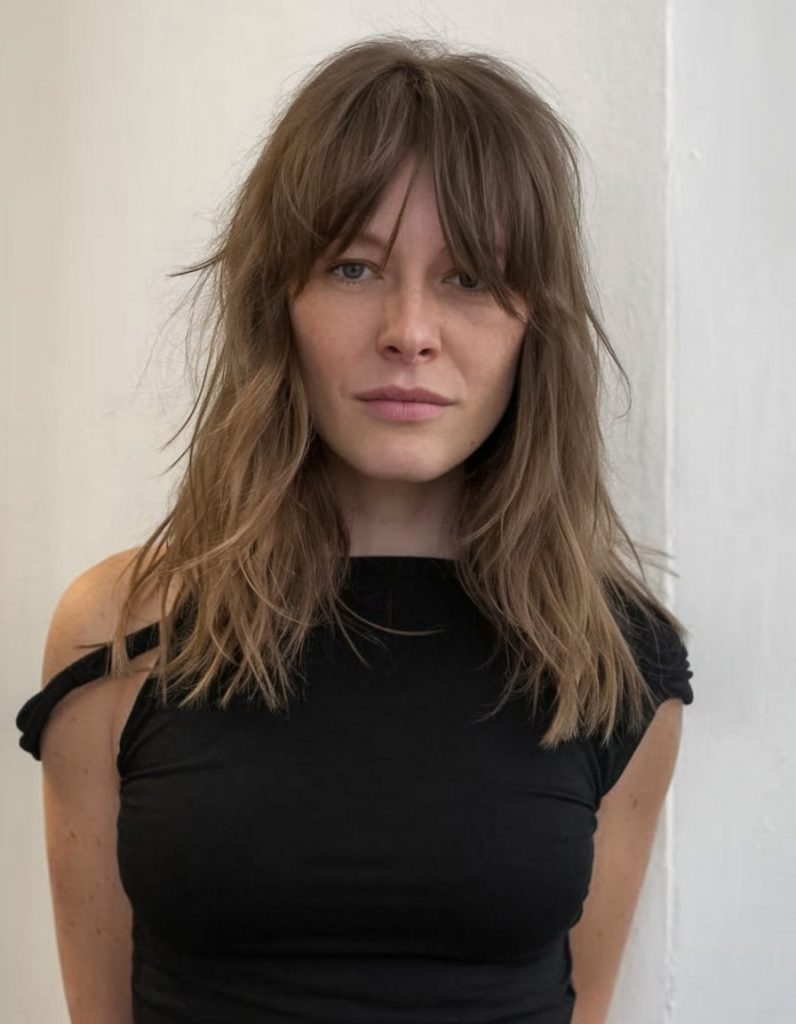 Textured Mid-Length with Warm Caramel Layers