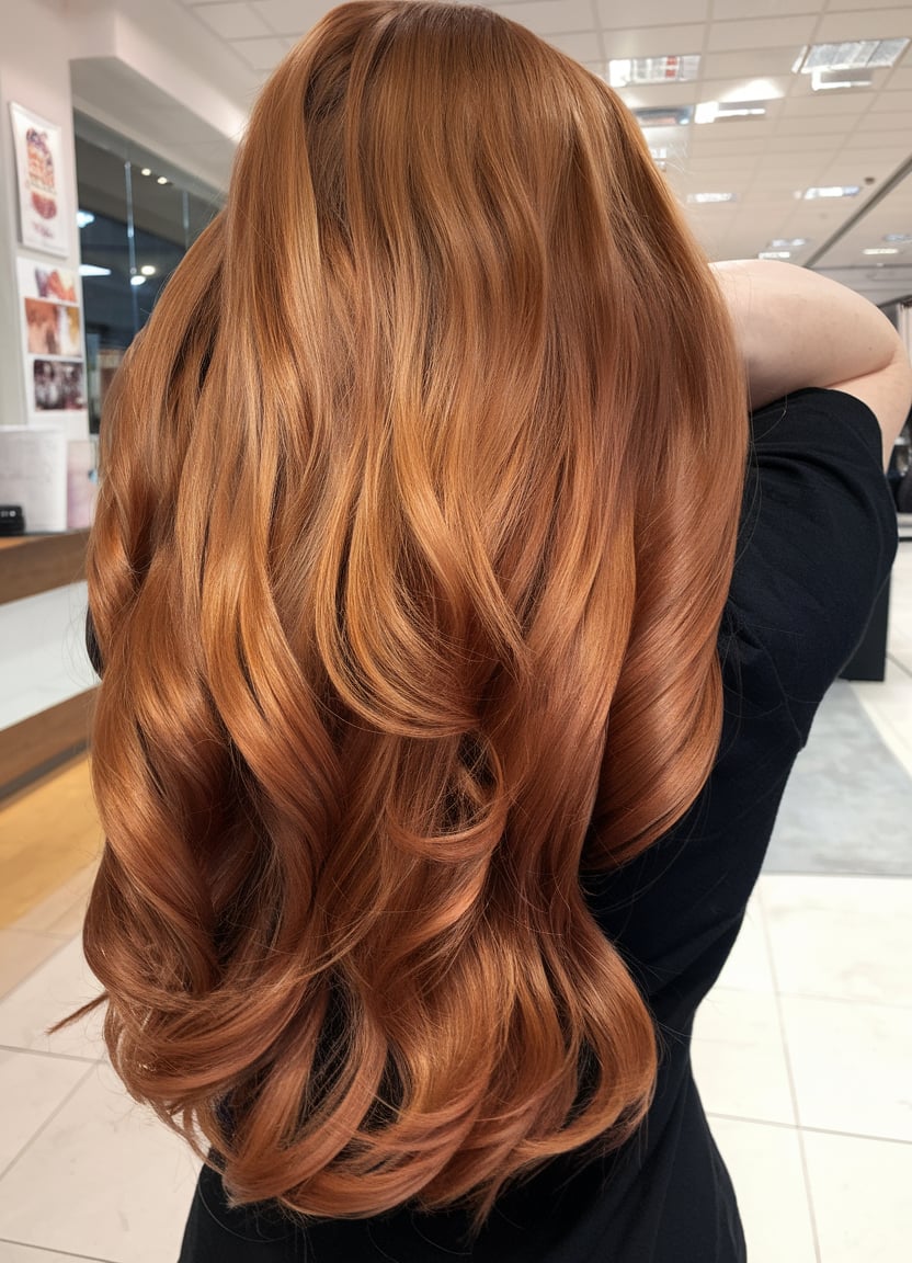 Sleek Auburn Layers with a Glossy Finish