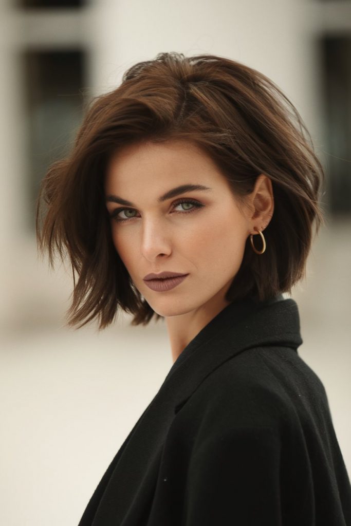 Sleek Brunette Bob with Side Part