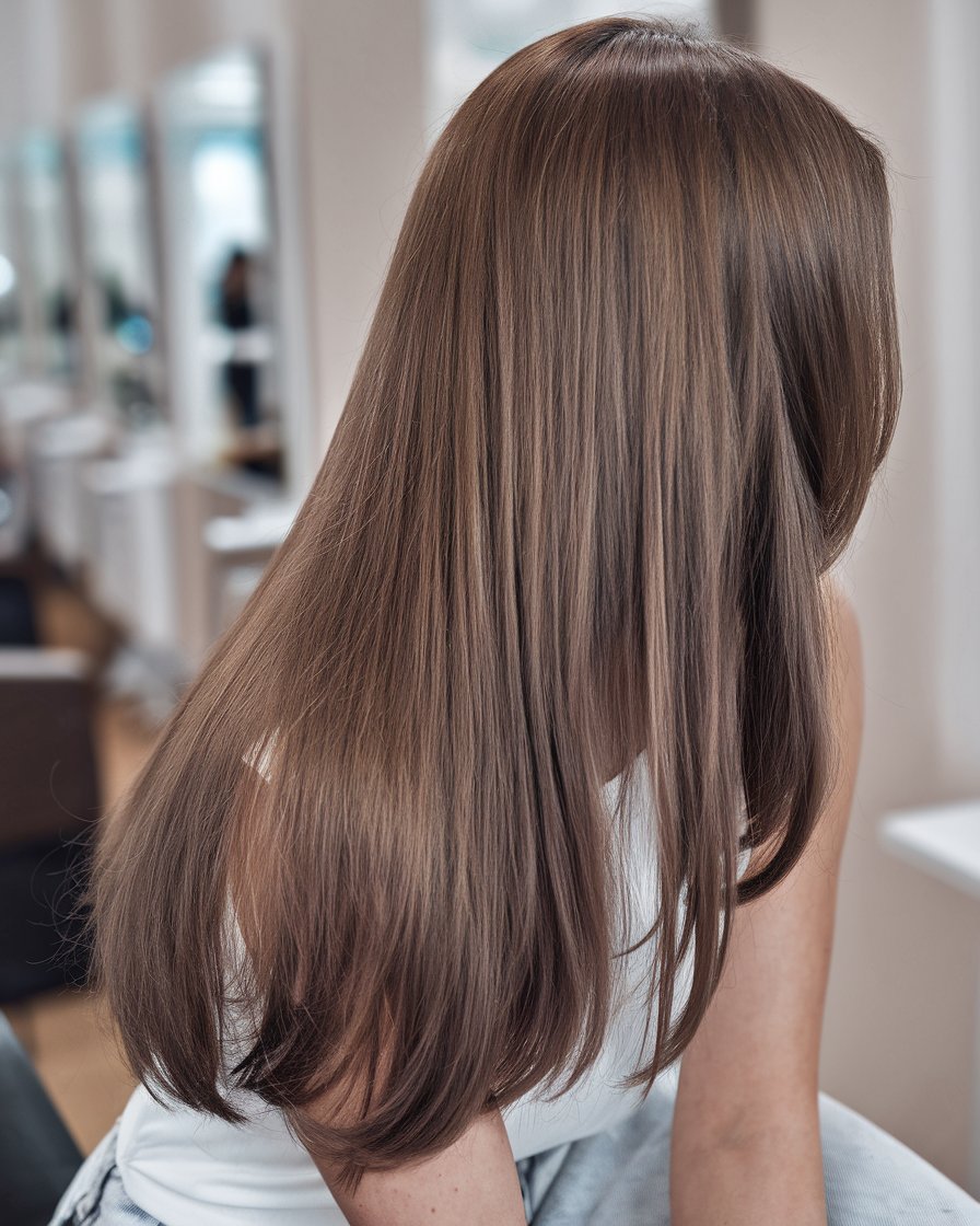 Straight and Sleek with Cool-Toned Streaks