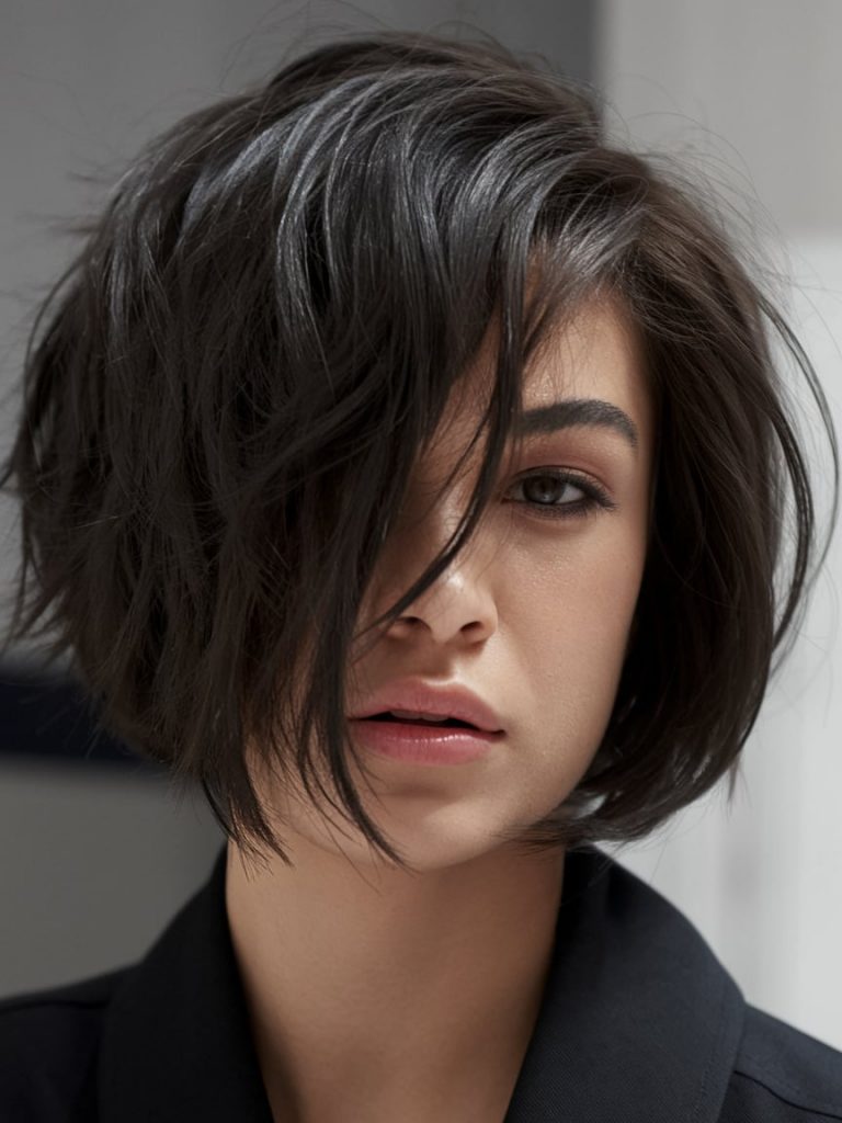 Soft Layered Bob with Chocolate Hues