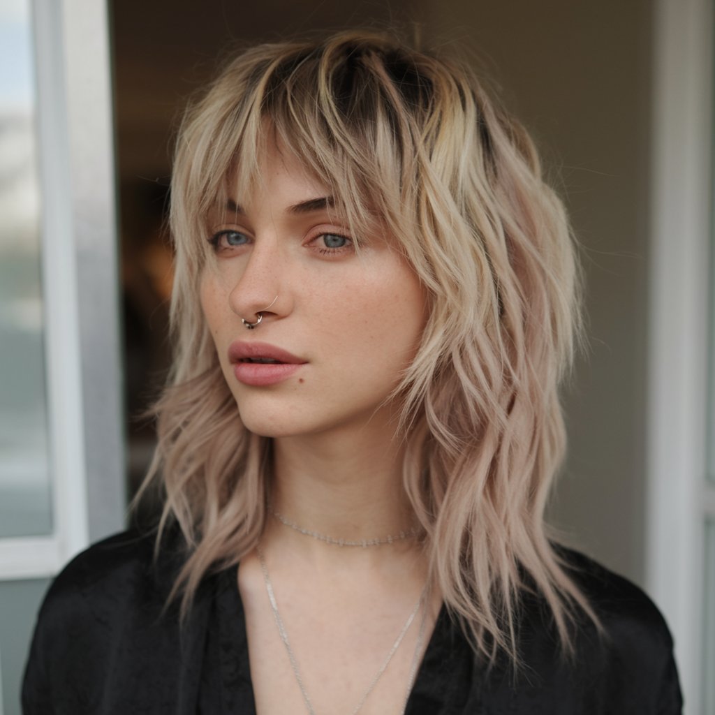 Ash Blonde Shag with Root Melt