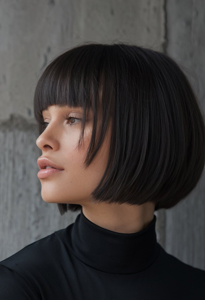 Sleek Blunt Bob with Bangs