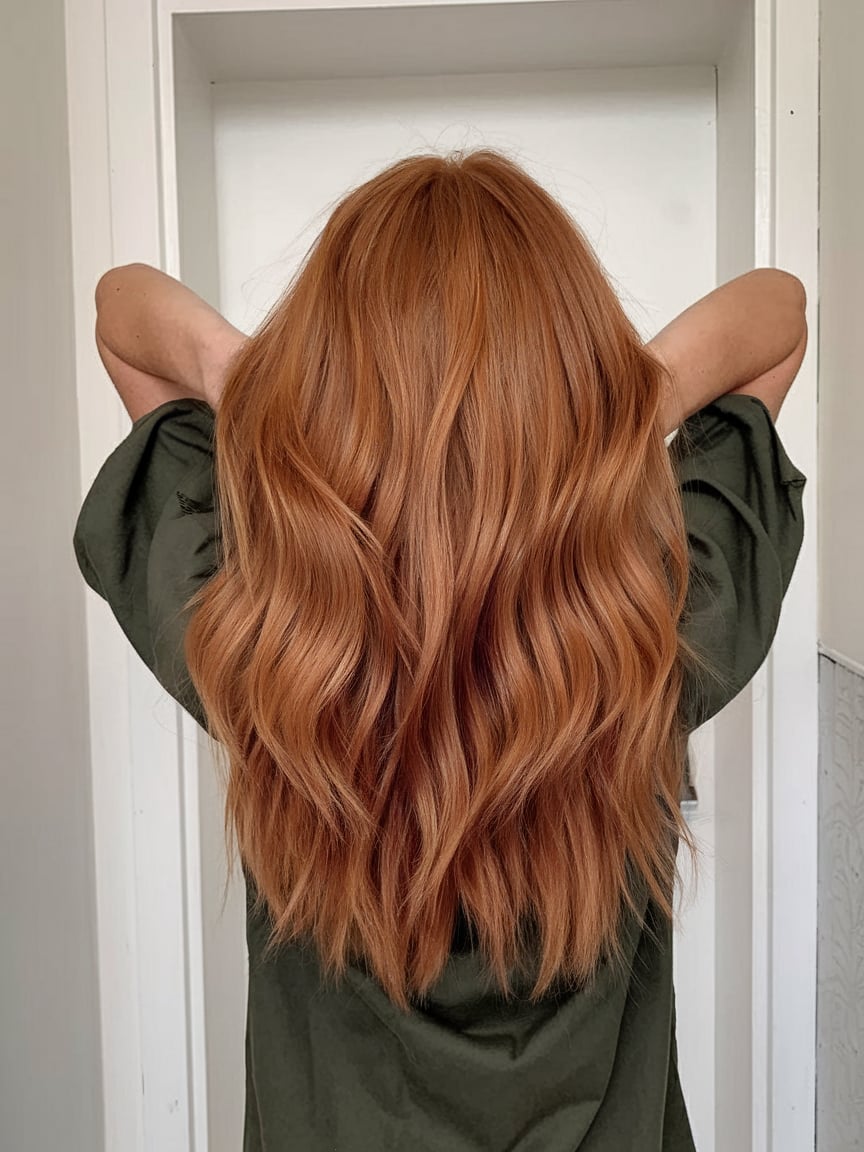 Auburn Balayage with a Soft Gradient Effect