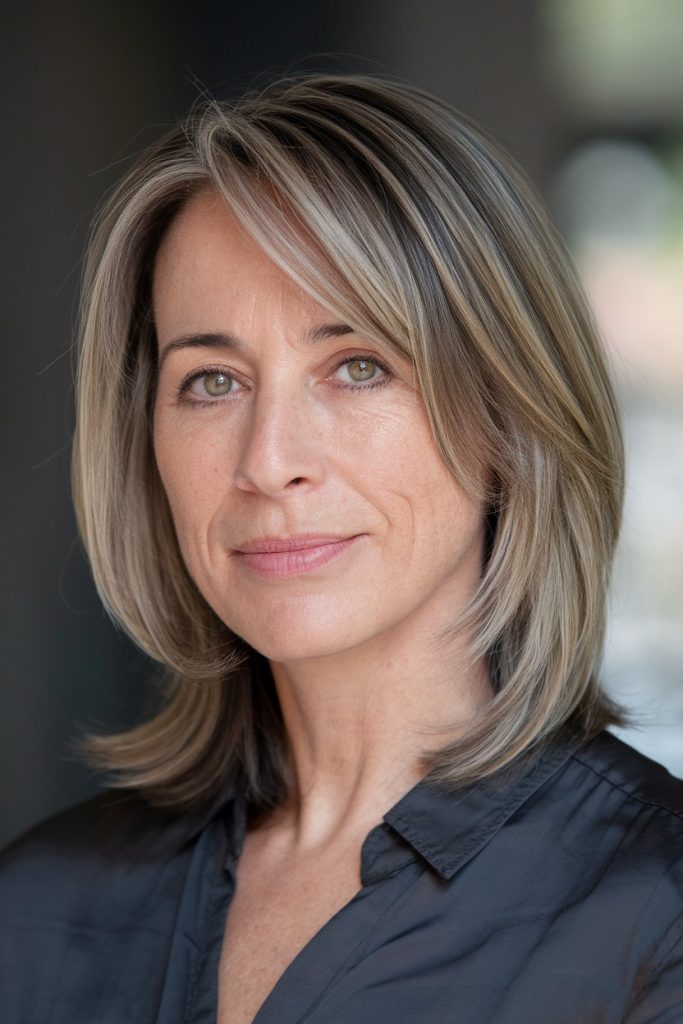 Layered Shoulder-Length Cut with Face-Framing Highlights