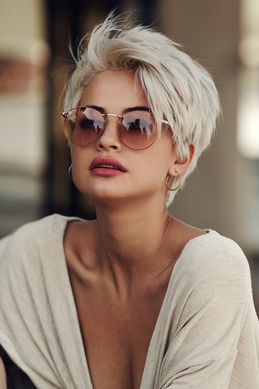 Chic Platinum Pixie Cut