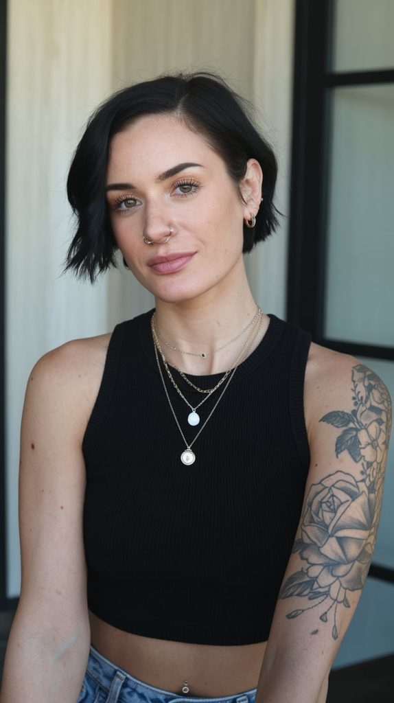 Chic Bob with Deep Brown Hue