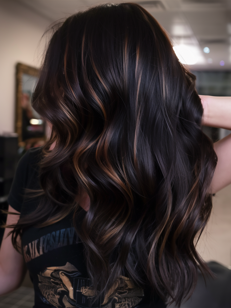 Glossy Jet Black Waves