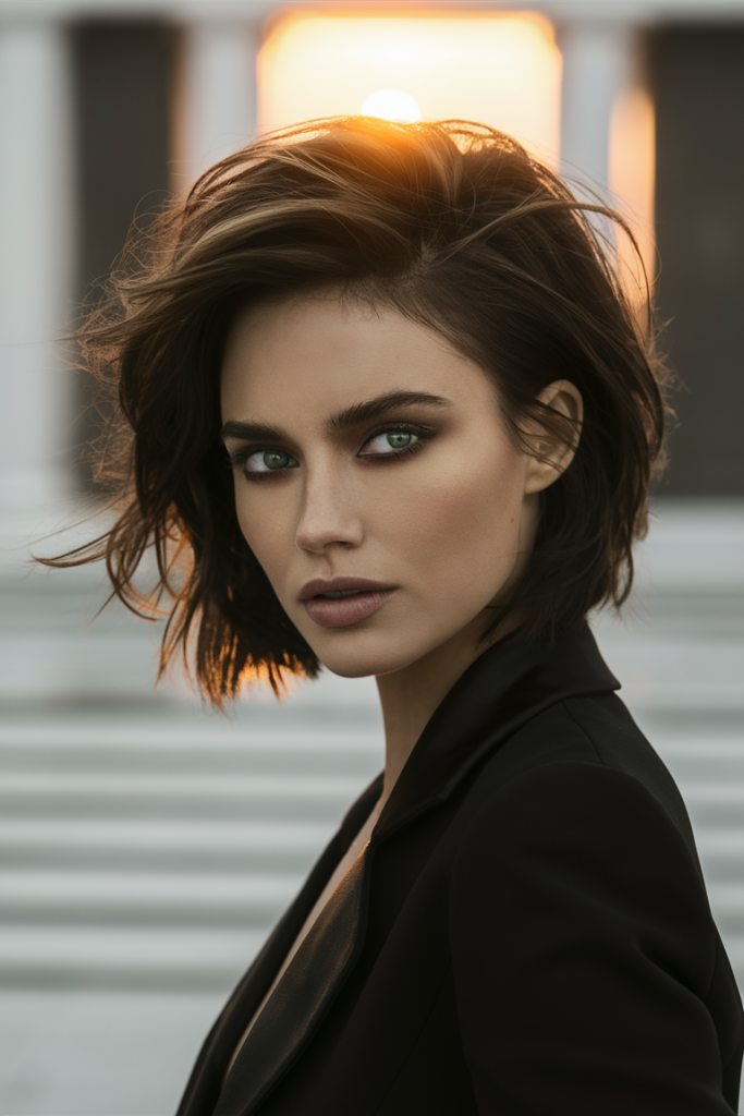 Shoulder-Length Shag with Windswept Layers