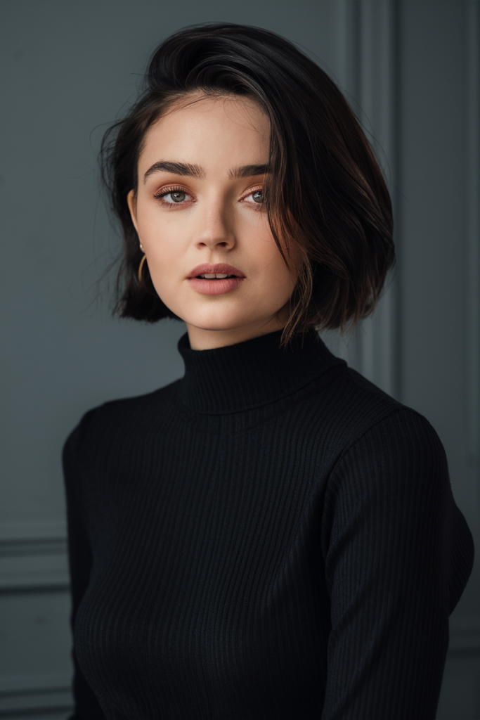 Voluminous Bob with Side-Swept Bangs