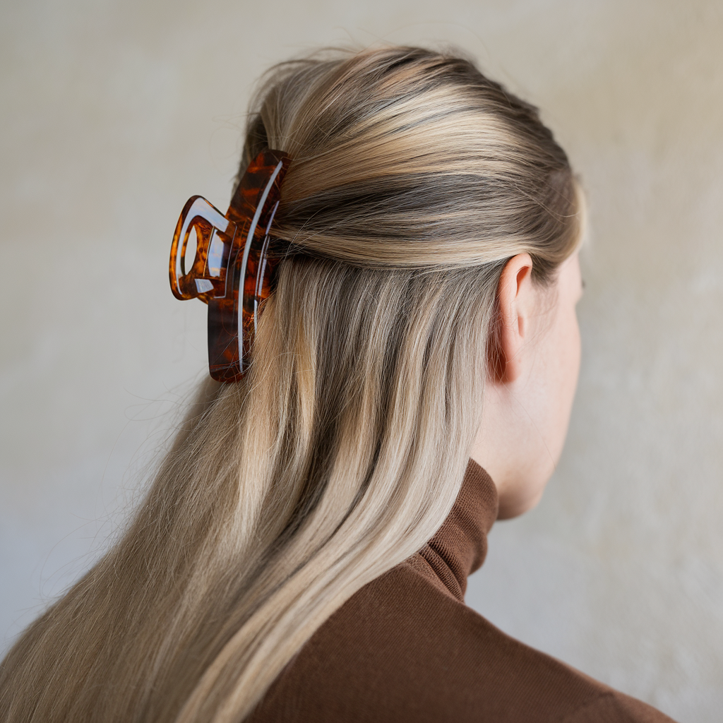 Half-Up Half-Down with a Bold Clip