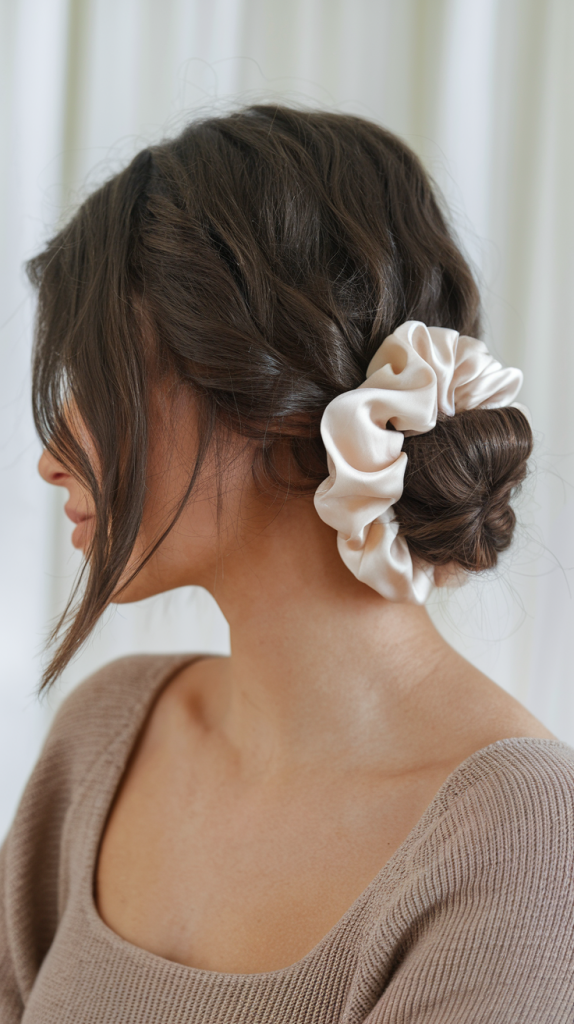Twisted Bun with a Colorful Scarf