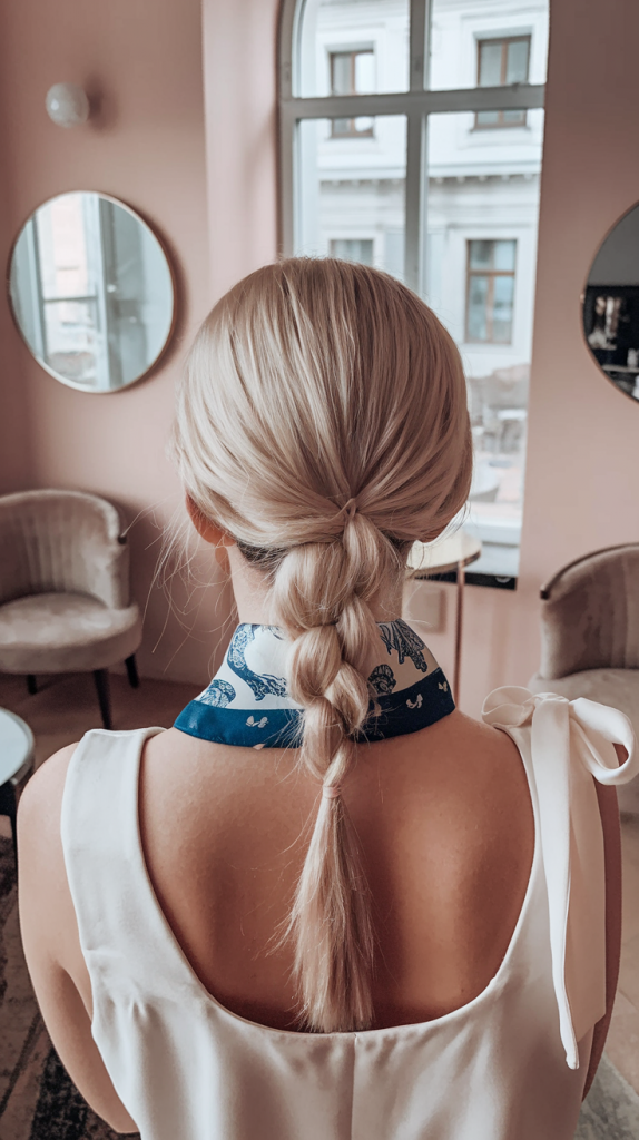 Braided Ponytail with a Scarf
