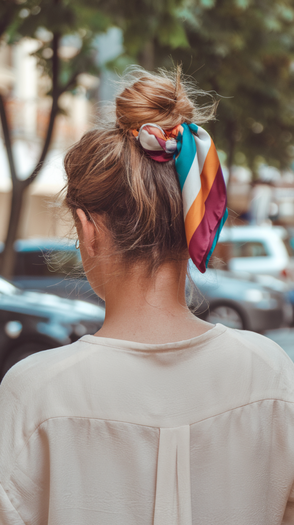 Low Bun with a Bold Scrunchie