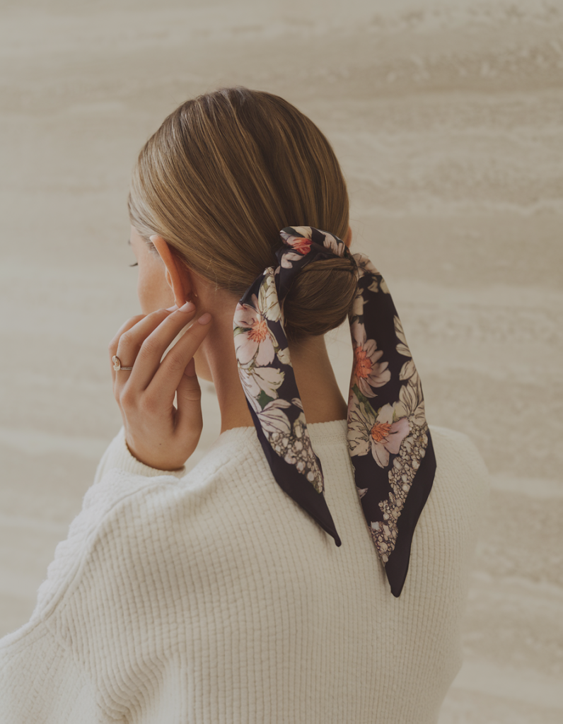 Low Bun with a Scarf Accent
