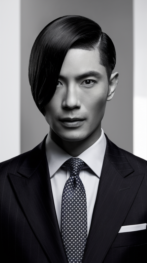 Refined Side-Parted Formal Hairstyle