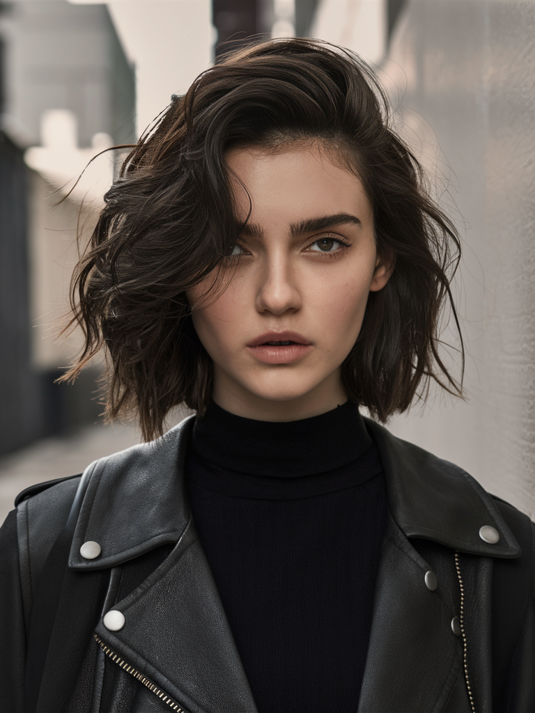 Layered Shoulder-Length Cut with Side Part