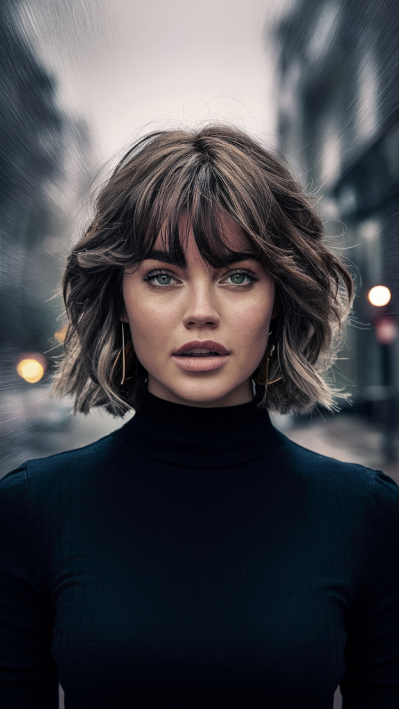 Textured Bob with Windswept Volume