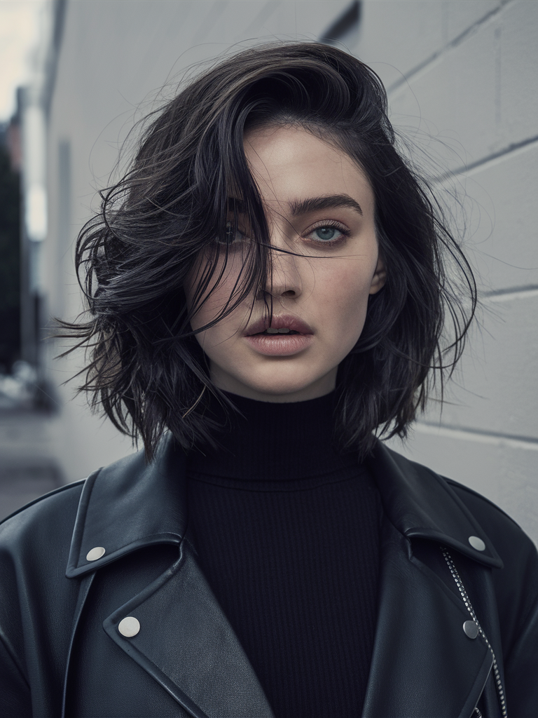 Layered Shoulder-Length Cut with Side Part