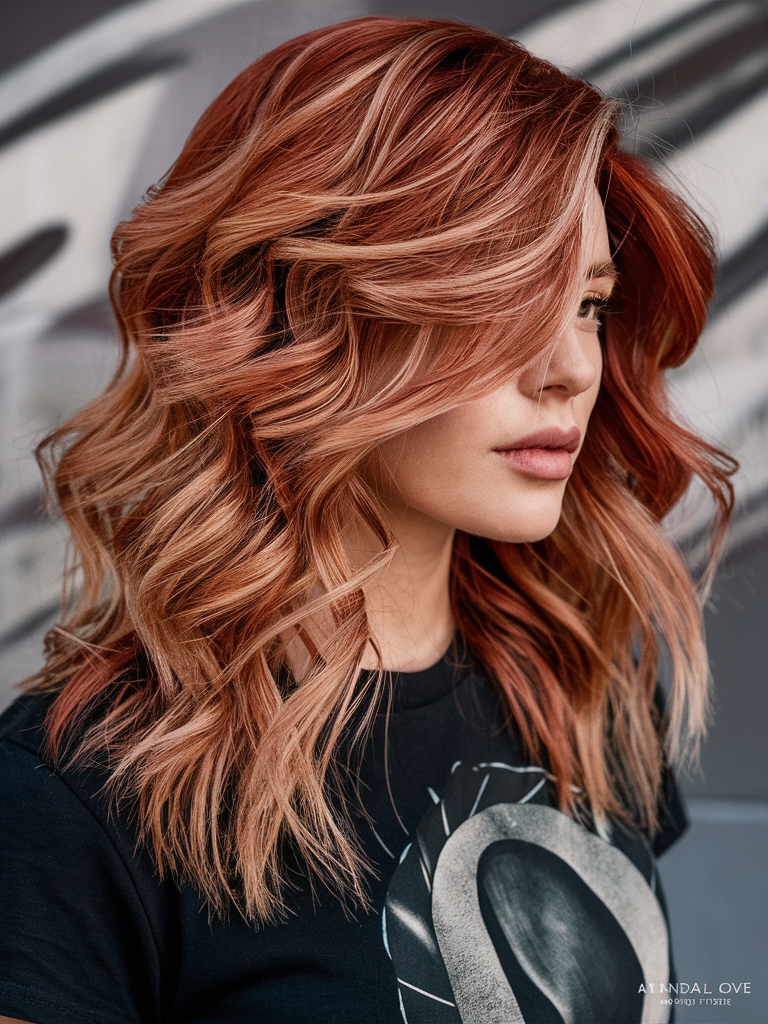 Deep Ginger with Blonde Highlights