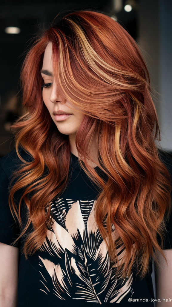 Deep Ginger with Blonde Highlights