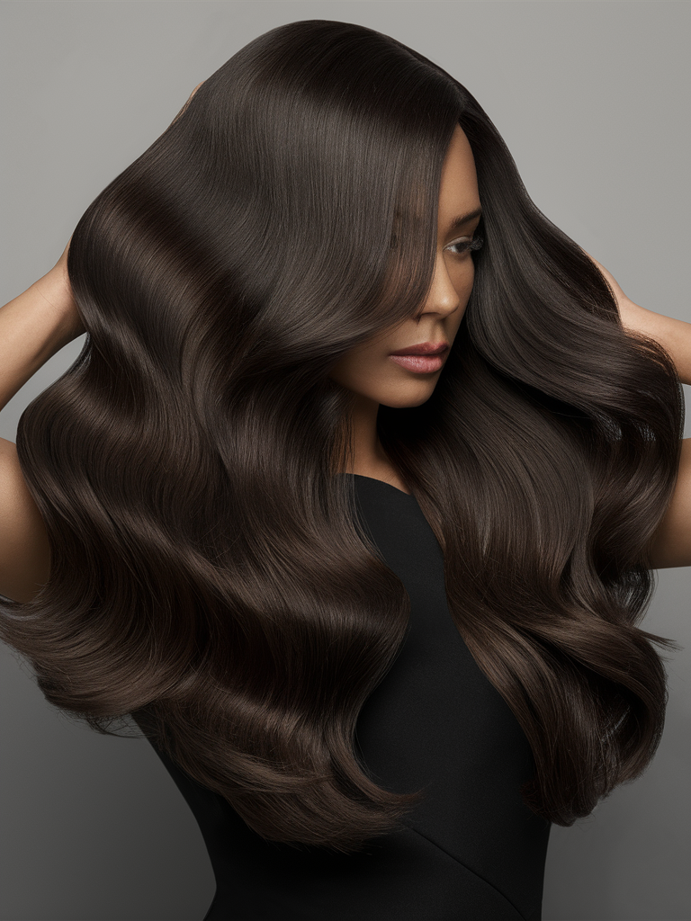 Warm Brown Balayage on Dark Hair