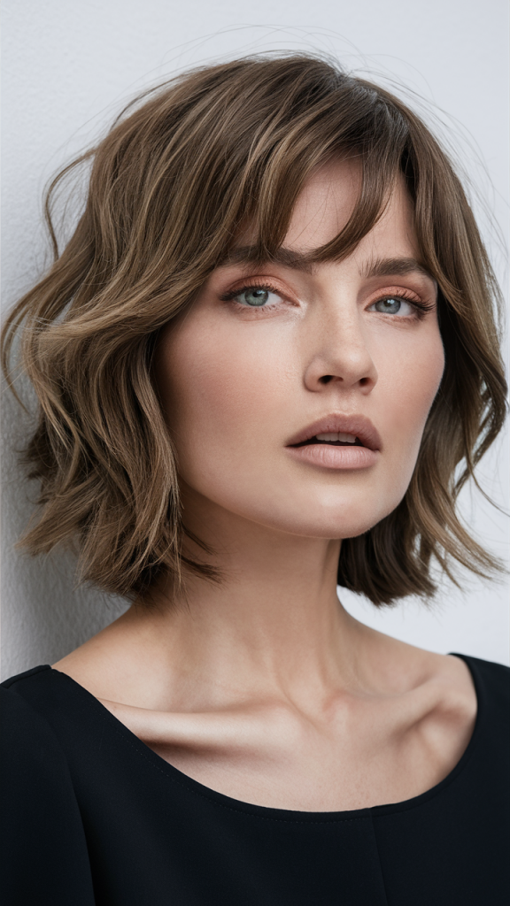 Layered Lob with Soft Curls