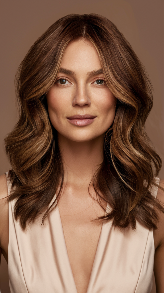 Caramel Mocha Brown with Face-Framing Highlights