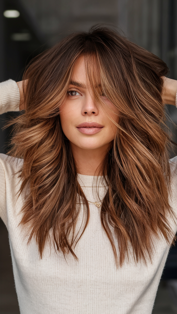 Warm Caramel Brown with Feathered Ends