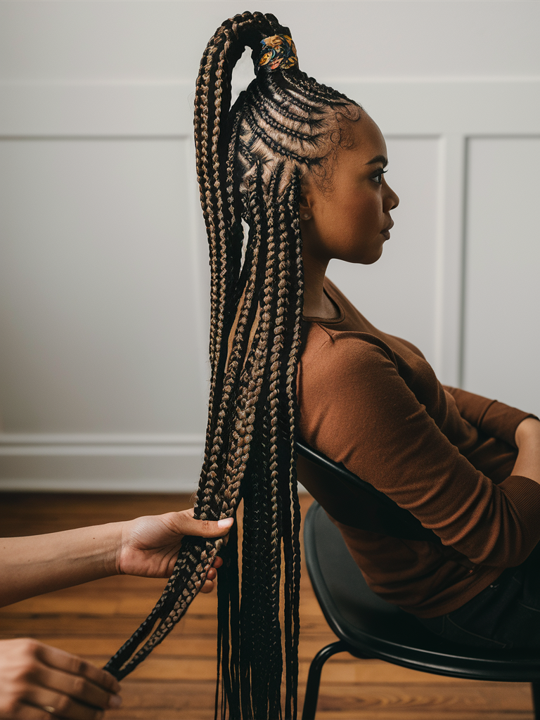 Intricate Heart-Shaped Cornrows with Curls