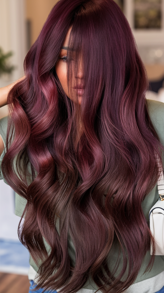 Deep Burgundy Waves